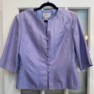 Vintage ADRIANNA PAPELL 100% Silk Jacket Blazer Lavender Lilac Size 8 Medium M